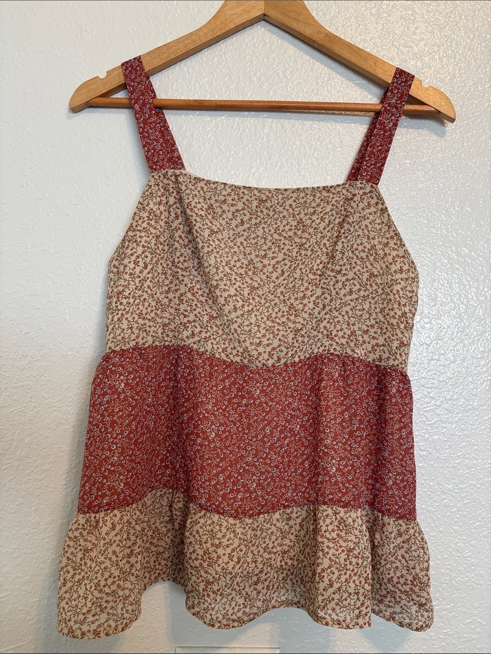 Paper Crane Cream and Rust Floral Tiered Sundress